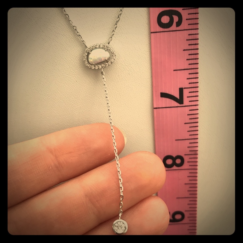 Silver Necklace with Lab Created Opal